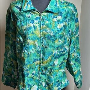 Ruby Rd. Teal and Blue Patterned Jacket